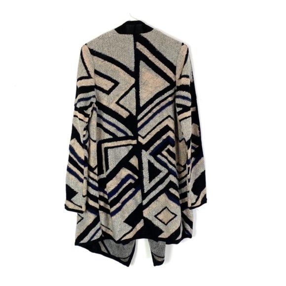 Lucky Brand Intarsia Knit Cardigan Waterfall Drape Open Front Boho Shawl Sweater - Picture 5 of 16